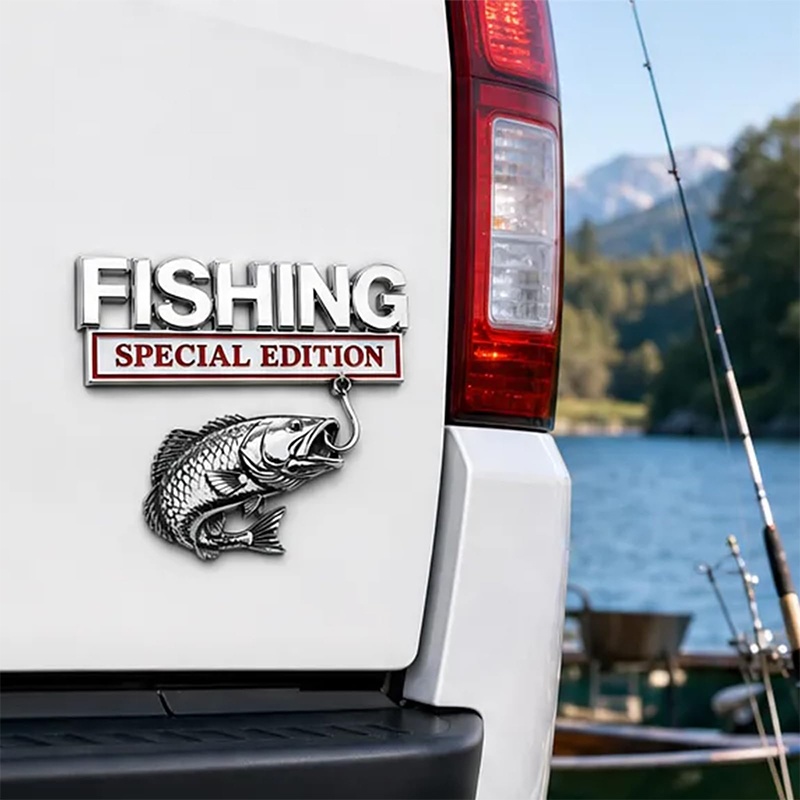 Fishing Hook - Chrome Fishing Car Badge Metal Fish