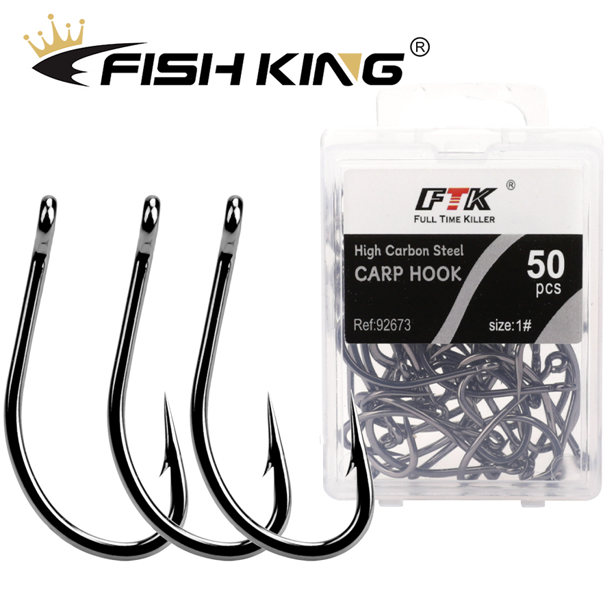 Fishing Hook Circle - FISH KING High Carbon Steel 50Pcs