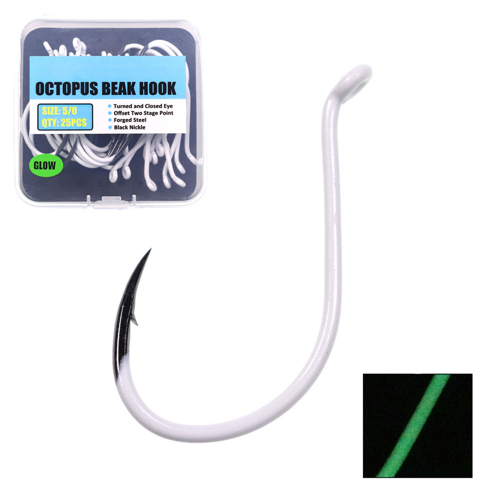 Fishing Hook Assortment - 25pcs/box Luminous Imported Steel Octopus Beak