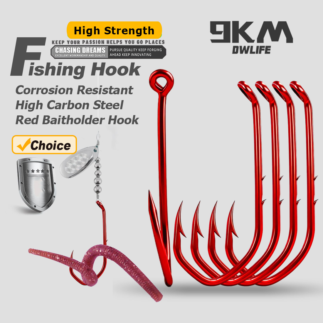 Fishing Hook Offset - 9KM Baitholder Hook 50-100pcs Red Fishing