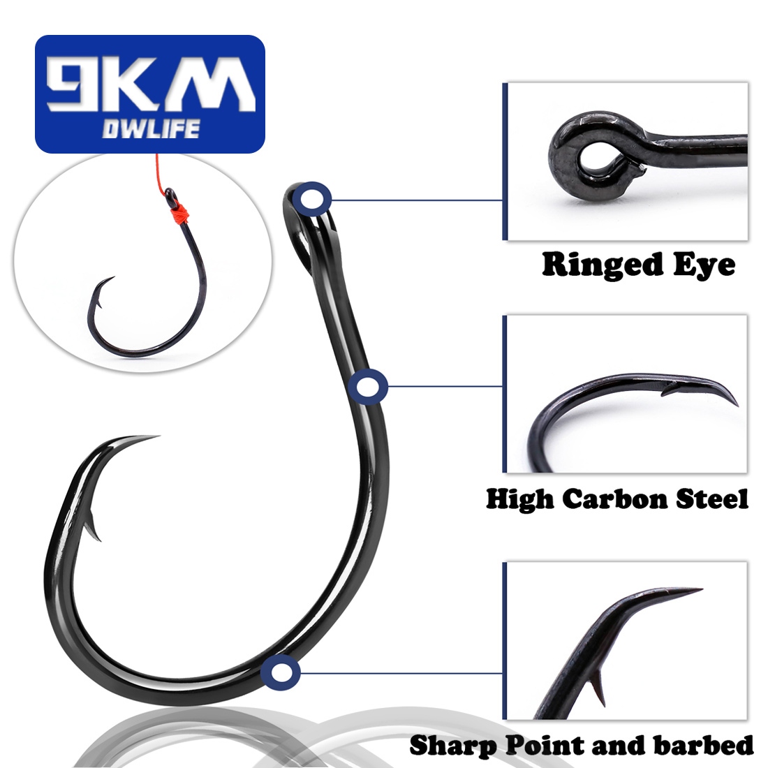 9KM 25-50Pcs Inline Wide Gap C - Fishing Hook Barbless recension och pris