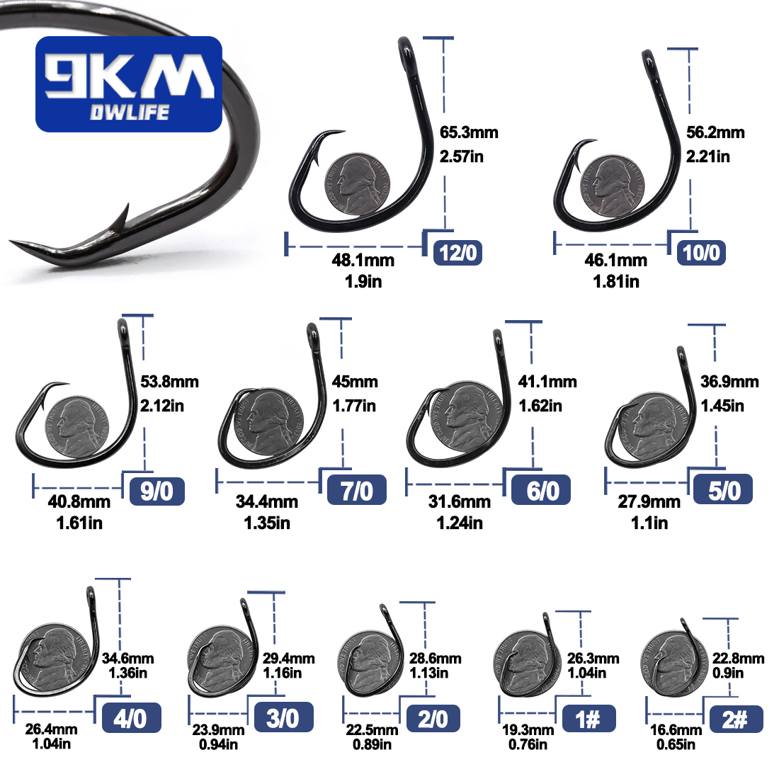 9KM Circle Hooks 25~50Pcs Salt - Fishing Hook Offset recension och pris