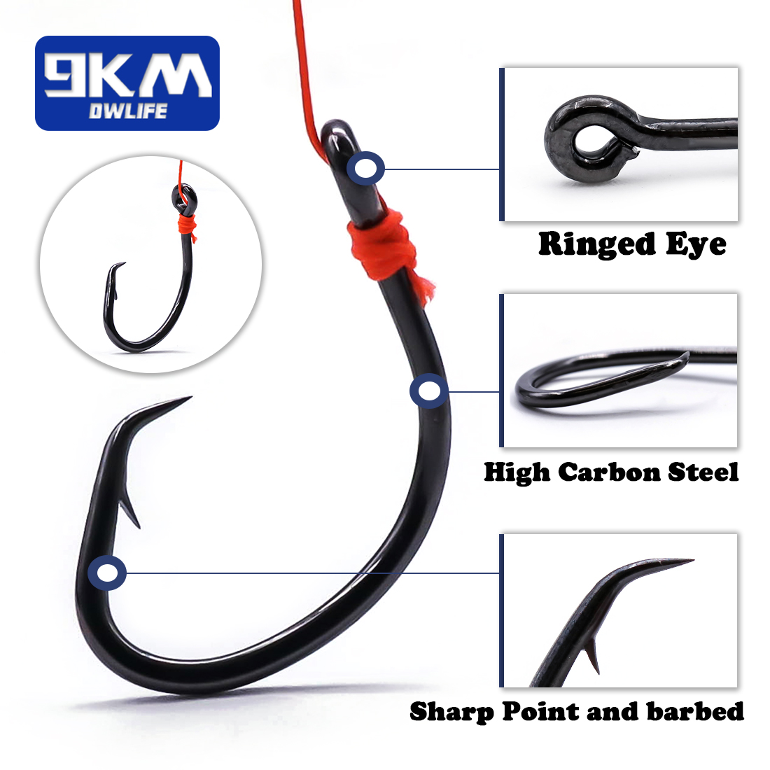 9KM Circle Hooks 25~50Pcs Salt - Fishing Hook Offset recension och pris