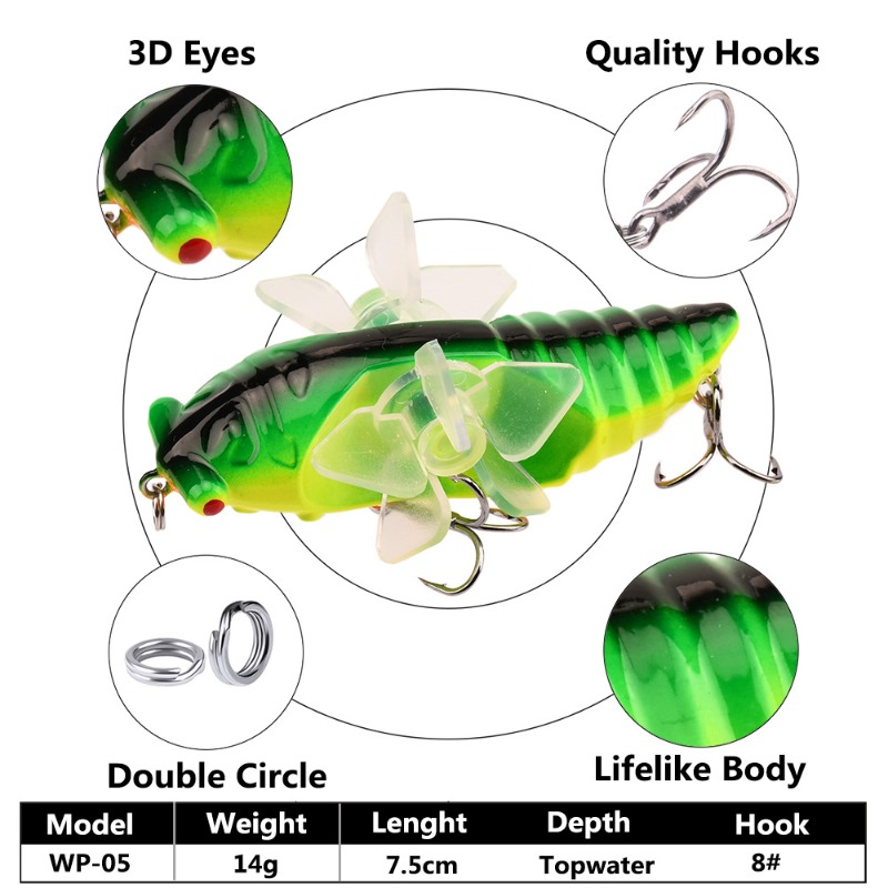 1pc Topwater Spinning Tractor  - Fishing Hook Treble recension och pris