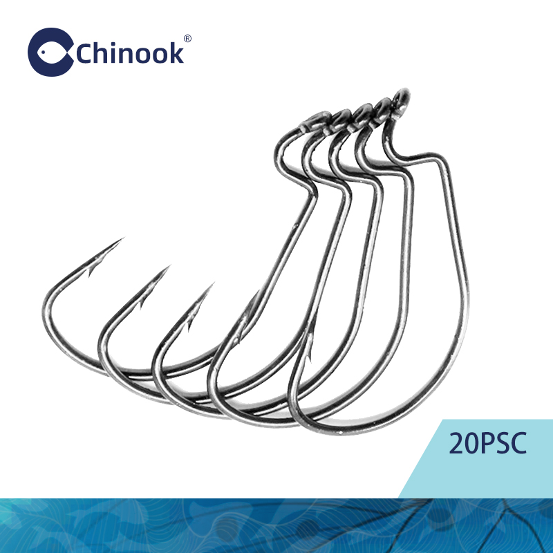 Chinook 20pcs Wide worm Texan  - Fishing Hook Offset recension och pris