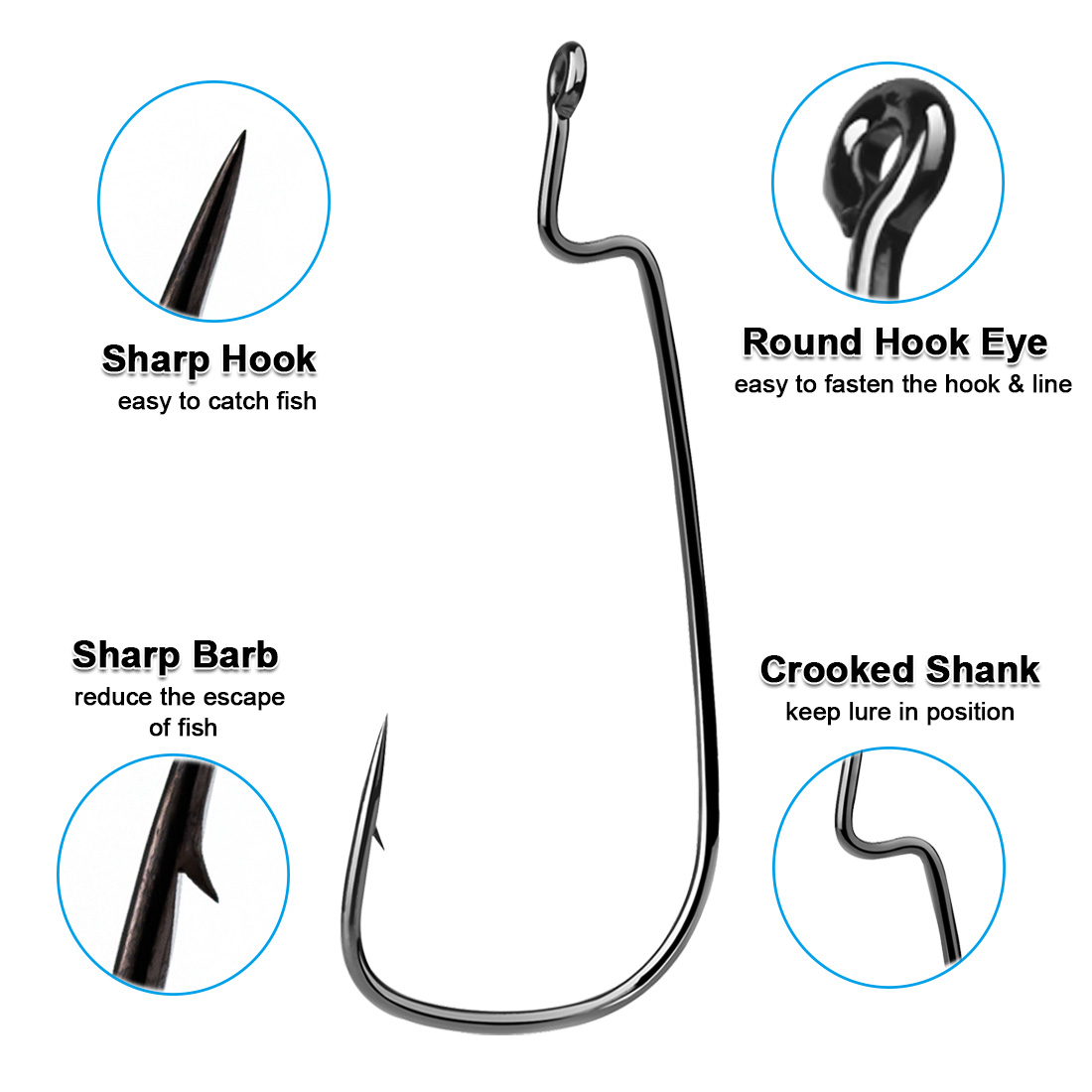 FishTrip 50-100PCS Worm Hook F - Fishing Hook Offset recension och pris