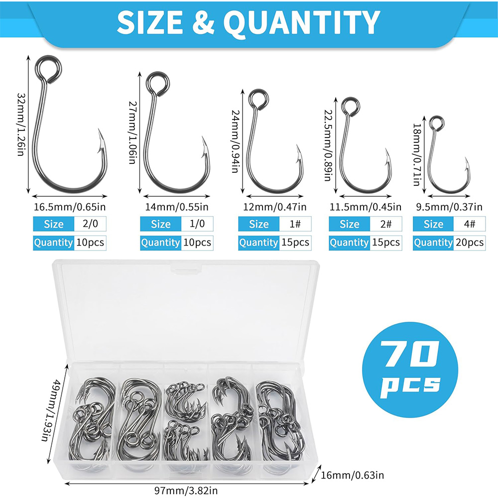 70Pcs Fishing Inline Single Ho - Fishing Hook Circle recension och pris