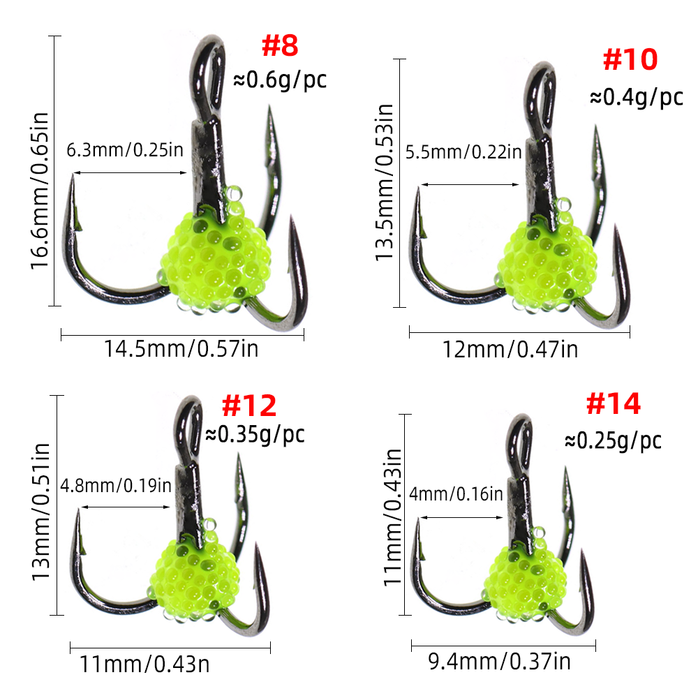 Wifreo 25pcs #8~#14 Ice Fishin - Fishing Hook Treble recension och pris
