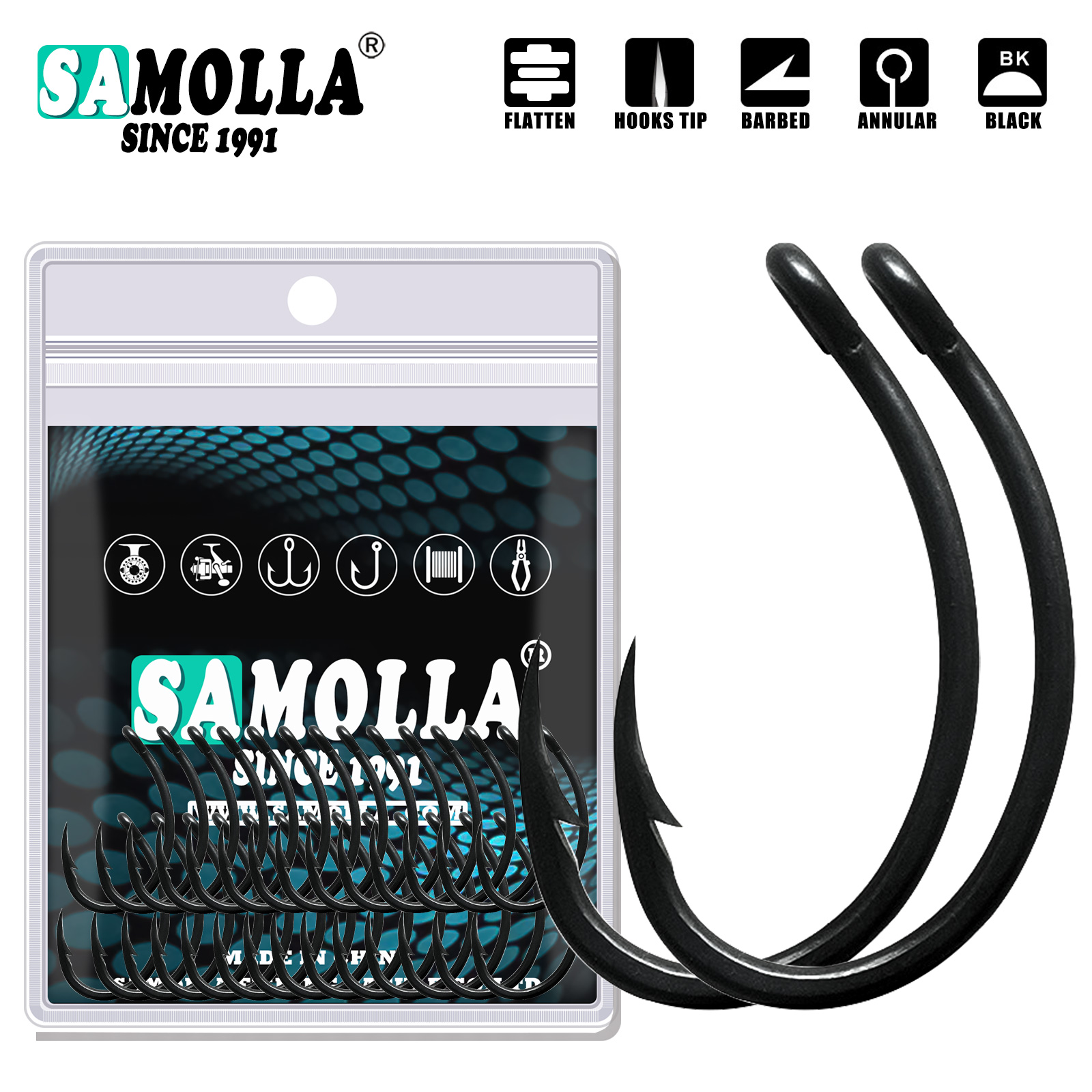 50pcs Carp Fishing Hooks PTFE  - Fishing Hook Offset recension och pris