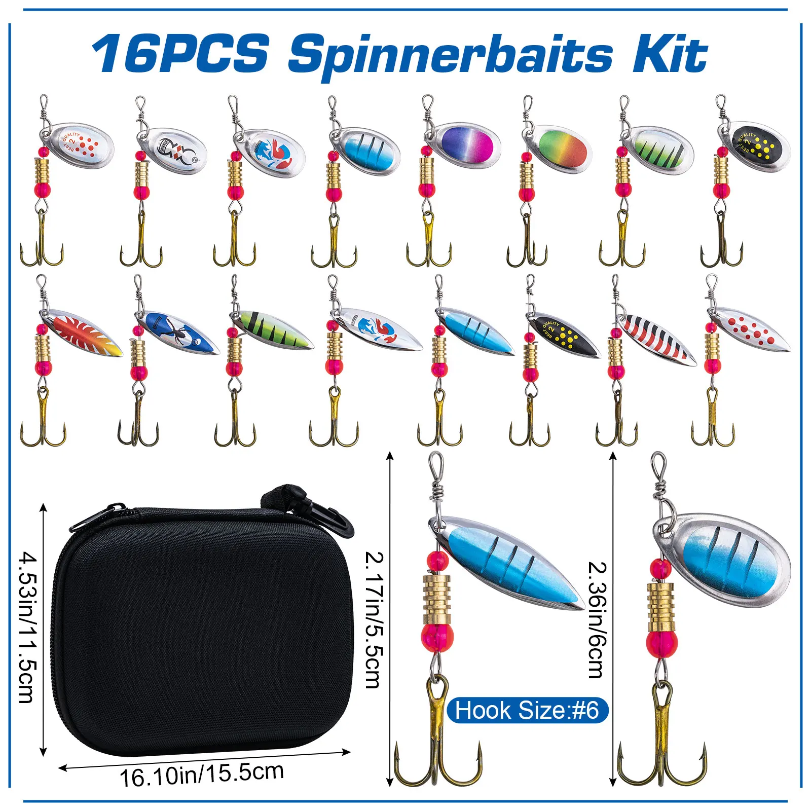 Goture 16pcs/box Spinner Spoon - Fishing Hook Size recension och pris